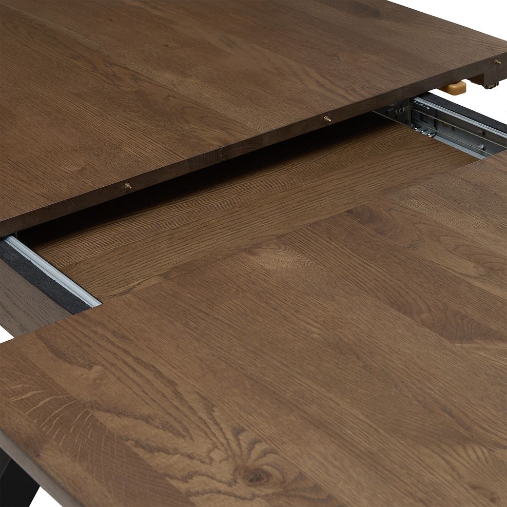 Camford Walnut Stained Solid Oak Boat Extending Dining Table with Cross Bar Legs 8