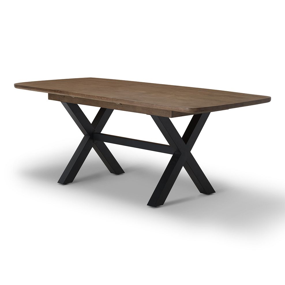 Camford Walnut Stained Solid Oak Boat Extending Dining Table with Cross Bar Legs 3