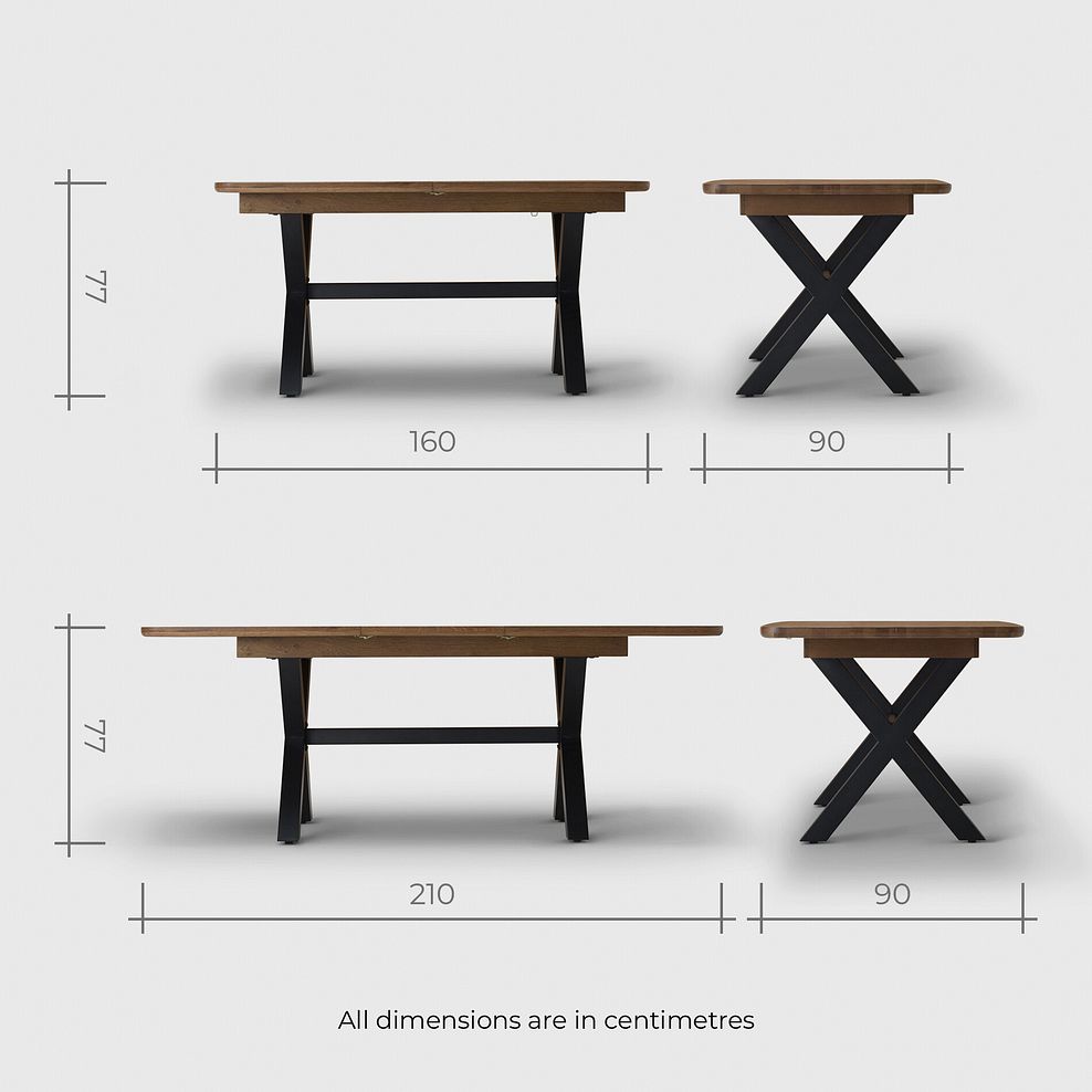 Camford Walnut Stained Solid Oak Boat Extending Dining Table with Cross Bar Legs 10