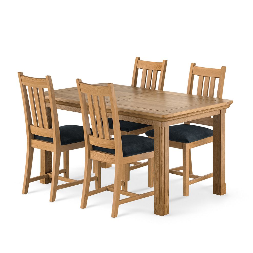 Canterbury Extending Dining Table and 4 Classic Natural Oak Chair with Verona Charcoal Fabric 1
