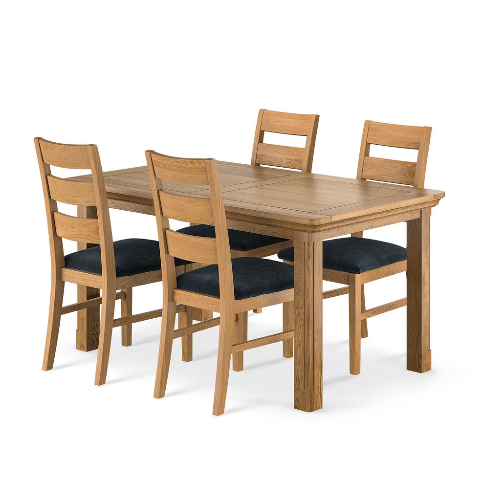 Canterbury Natural Extending Dining Table and 4 Linear Natural Oak Chair with Verona Charcoal Fabric 1