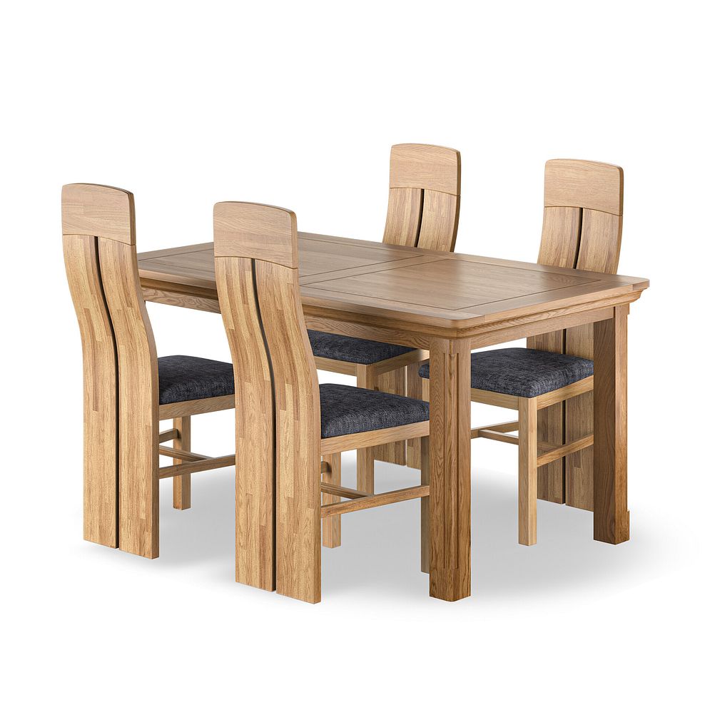 Canterbury Natural Oak Extending Dining Table + 4 Lily Natural Oak Dining Chairs with Brooklyn Asteroid Grey Fabric Seat 1