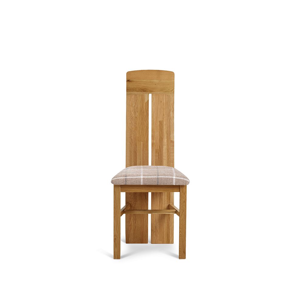 Canterbury Natural Oak Extending Dining Table + 4 Lily Natural Oak Dining Chairs with Checked Beige Fabric Seat 5