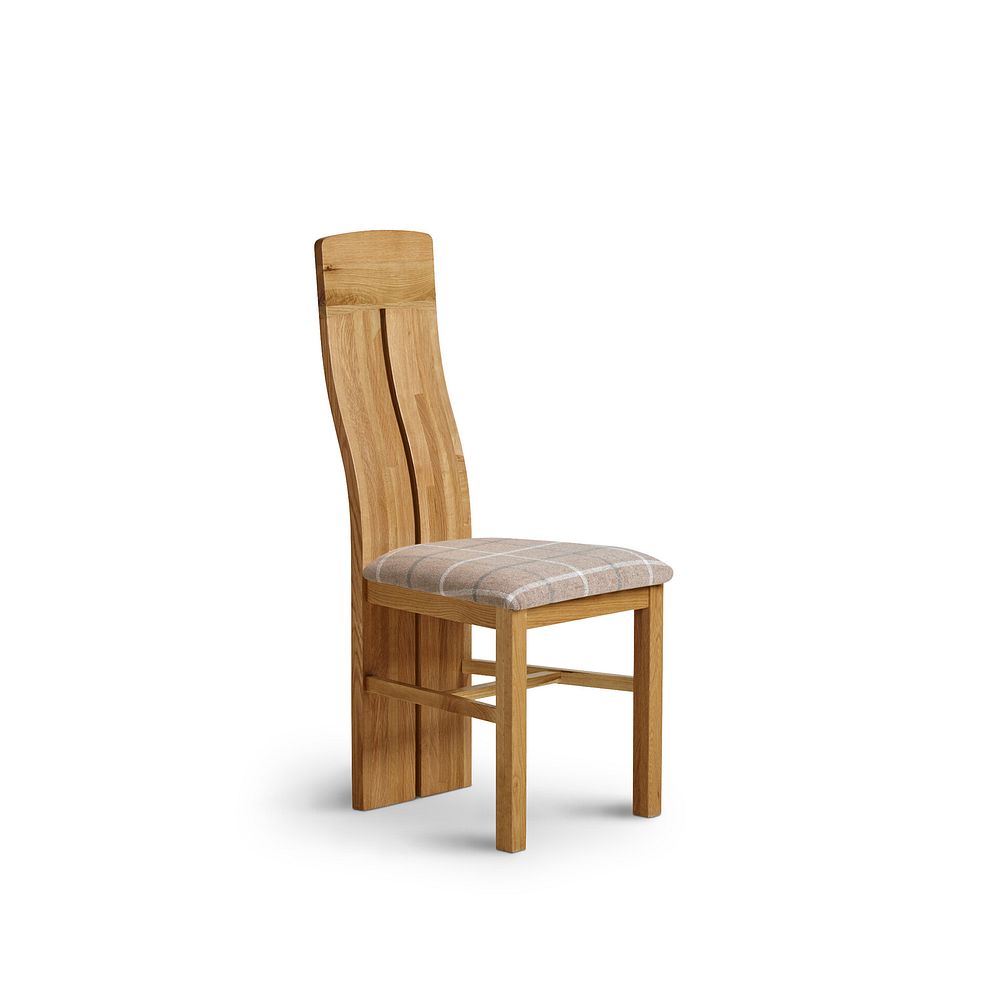 Canterbury Natural Oak Extending Dining Table + 4 Lily Natural Oak Dining Chairs with Checked Beige Fabric Seat 4