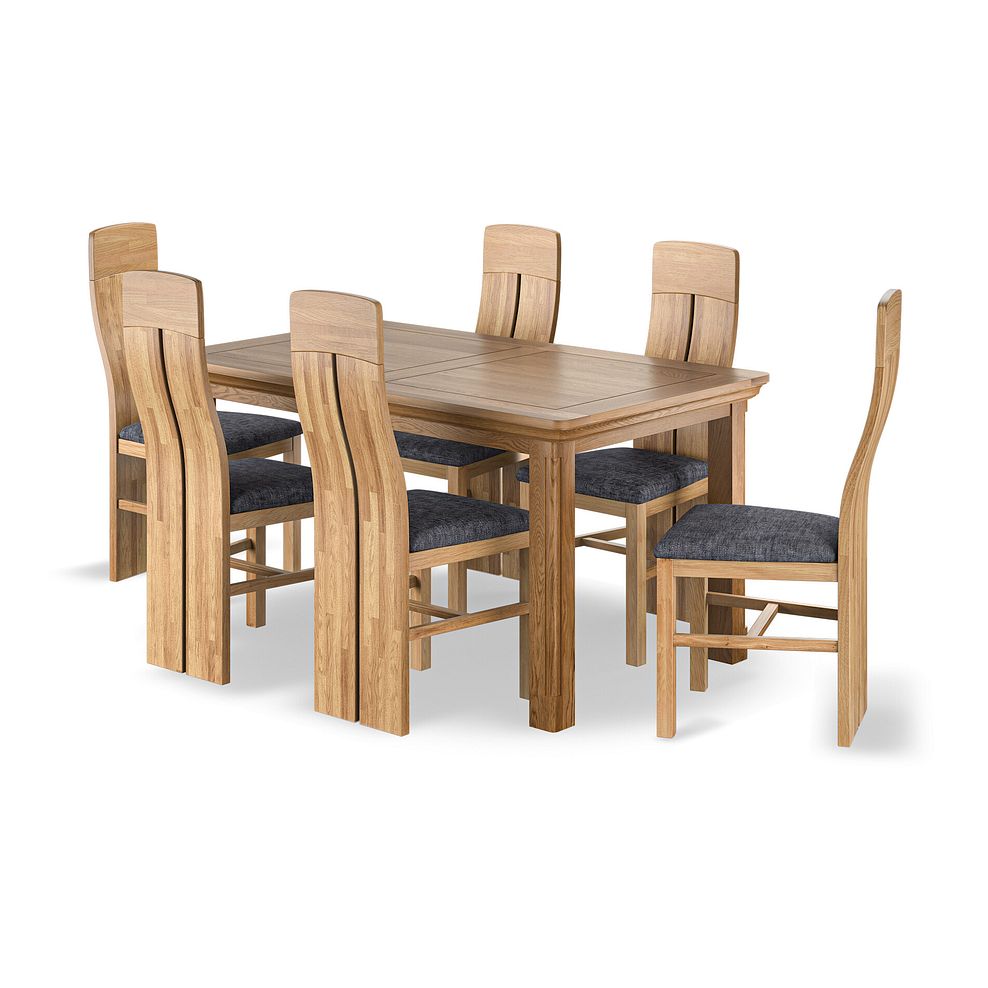 Canterbury Natural Oak Extending Dining Table + 6 Lily Natural Oak Dining Chairs with Brooklyn Asteroid Grey Fabric Seat 1