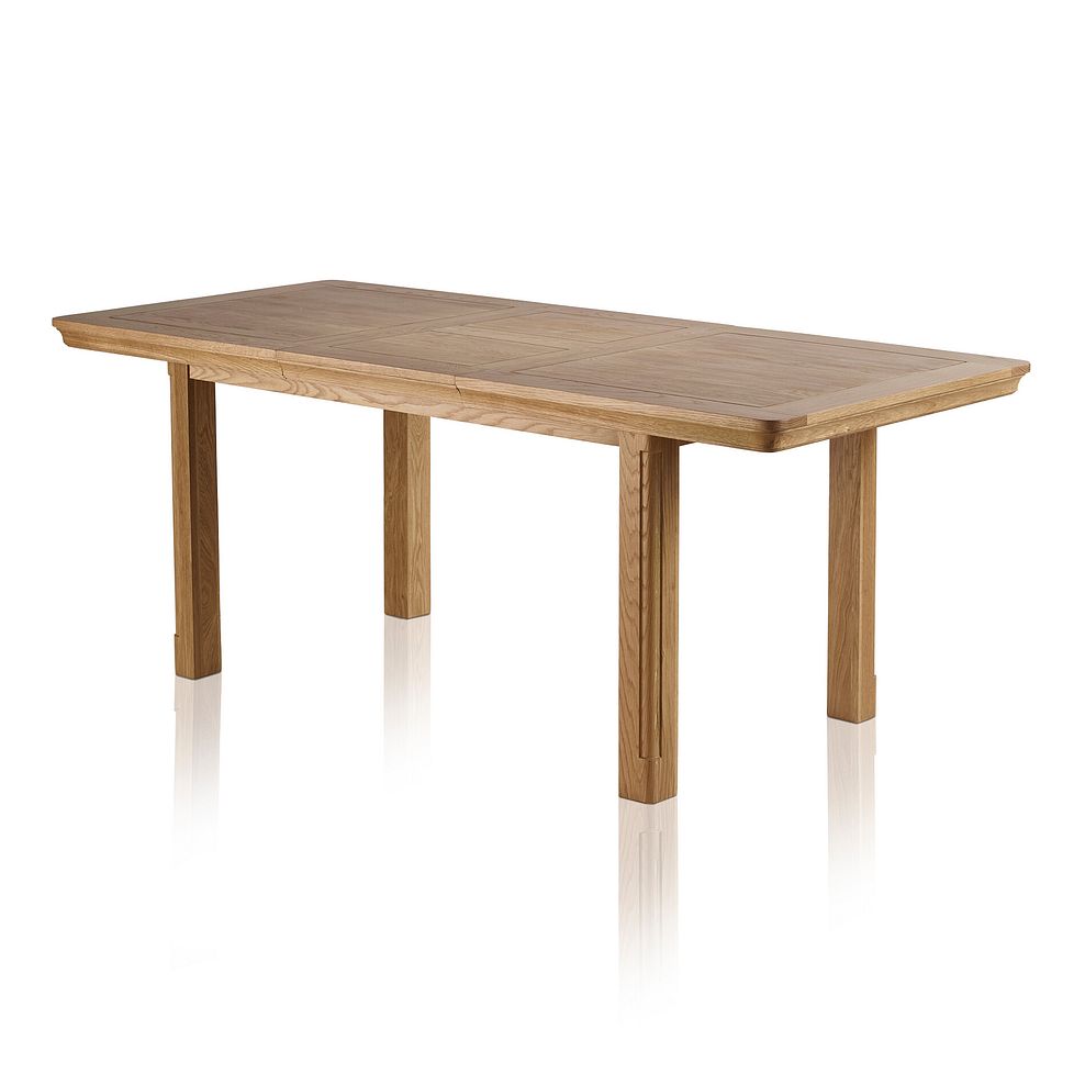 Canterbury Natural Oak Extending Dining Table + 6 Scroll Back Chairs in Vintage Tan Leather Look Fabric with Oak Legs 3