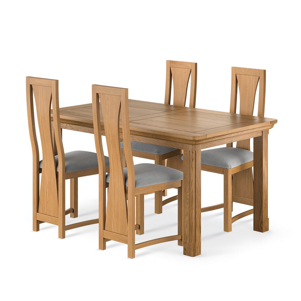 Canterbury Natural Oak Extending Dining Table And 4 Waterfalls In Verona Grey  1