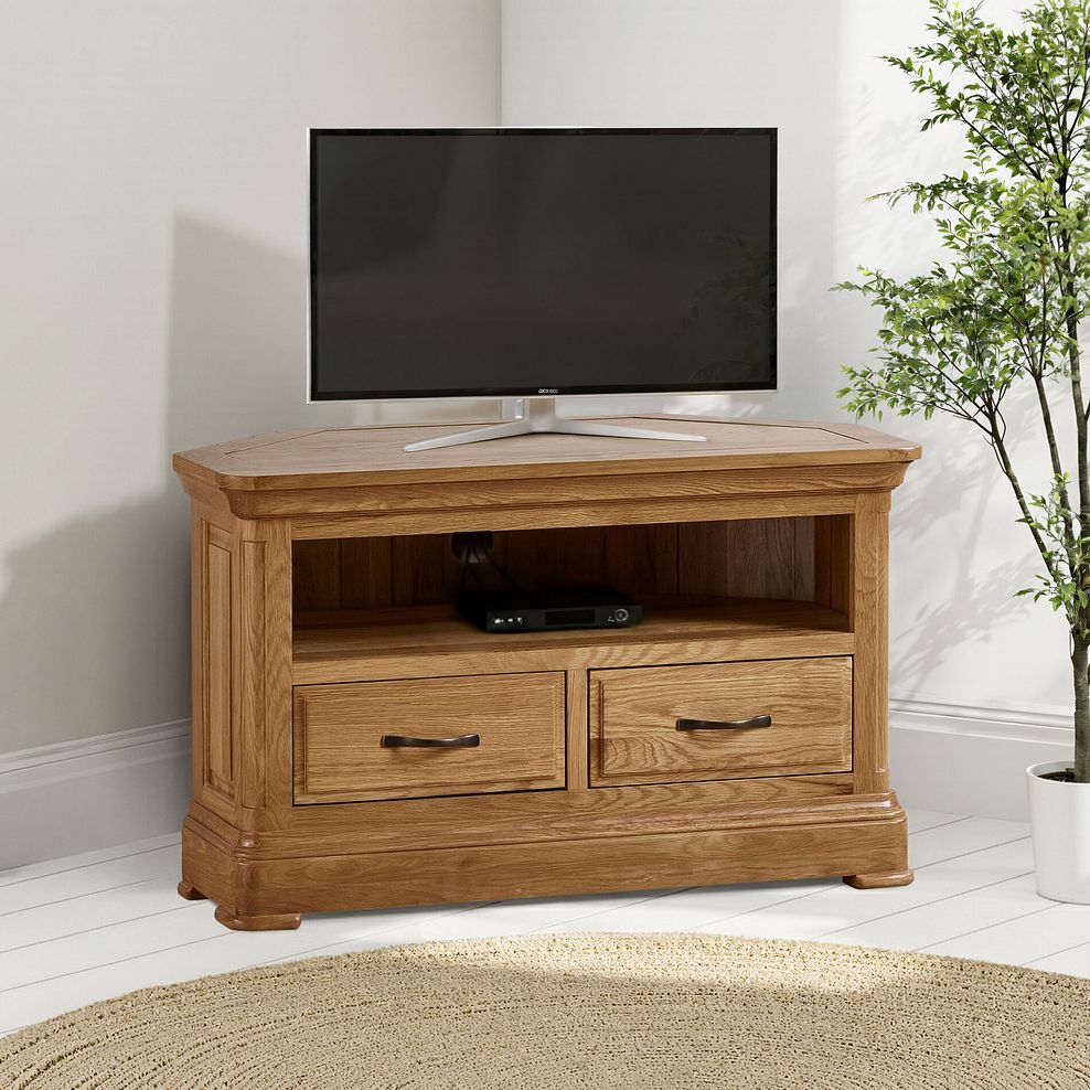 Canterbury Natural Solid Oak Corner TV Cabinet 8