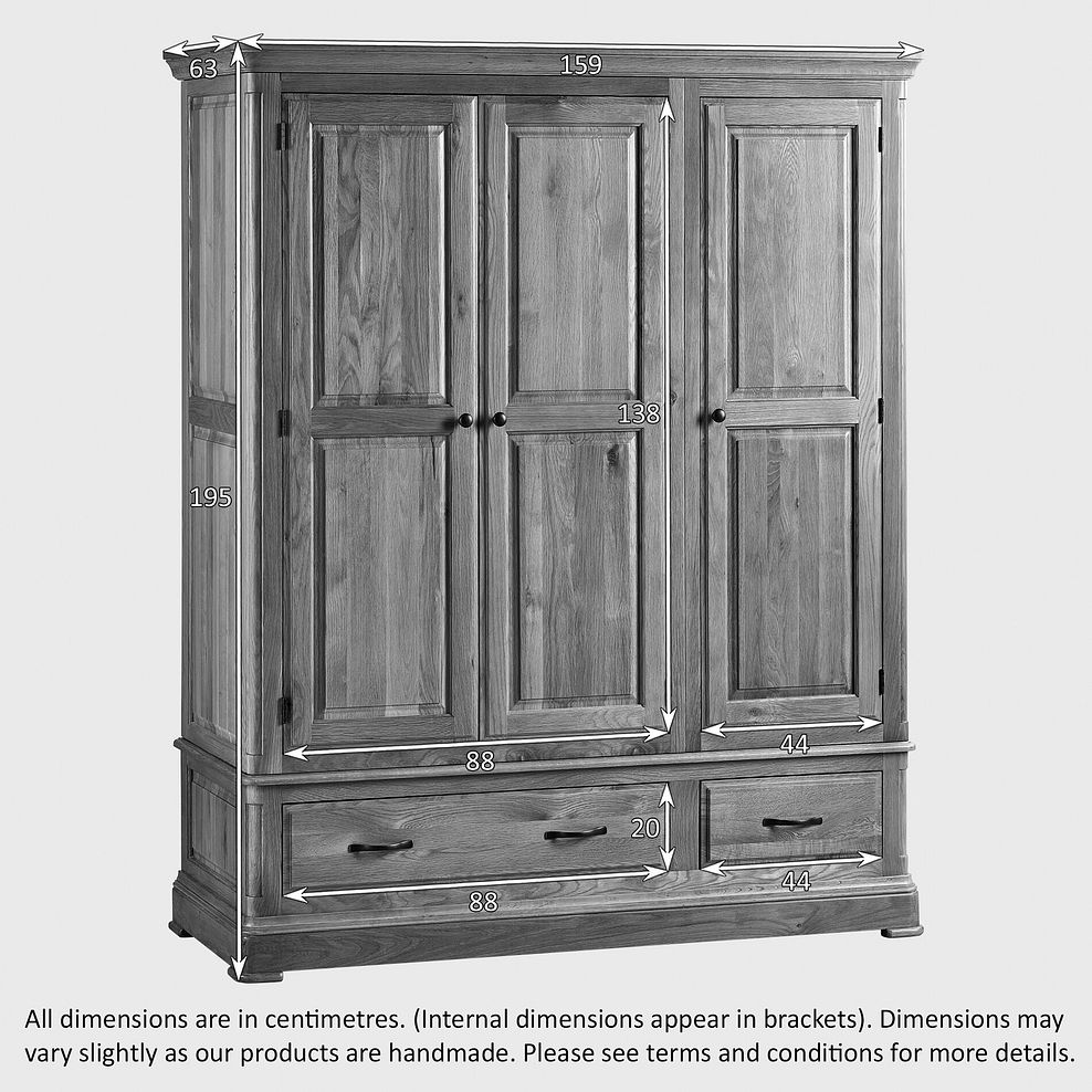 Canterbury Natural Solid Oak Triple Wardrobe 12