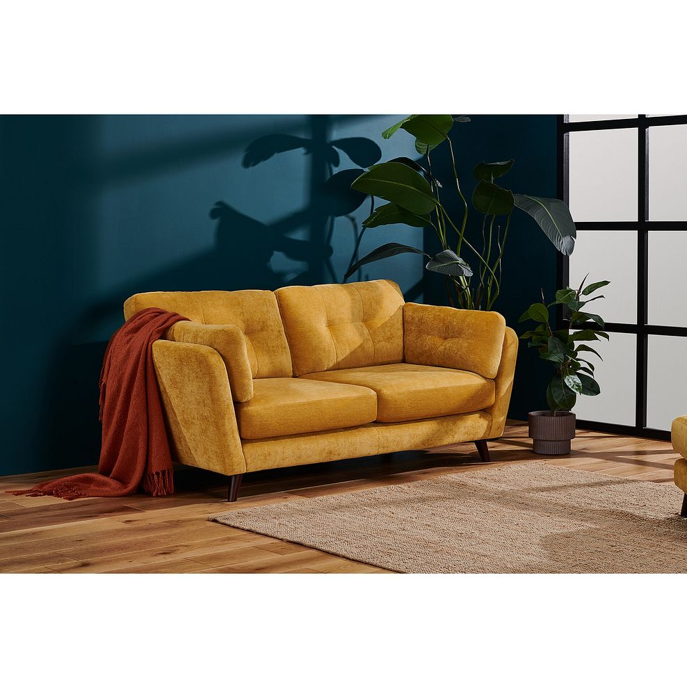 Carlton 3 Seater Sofa in Gold Fabric 1