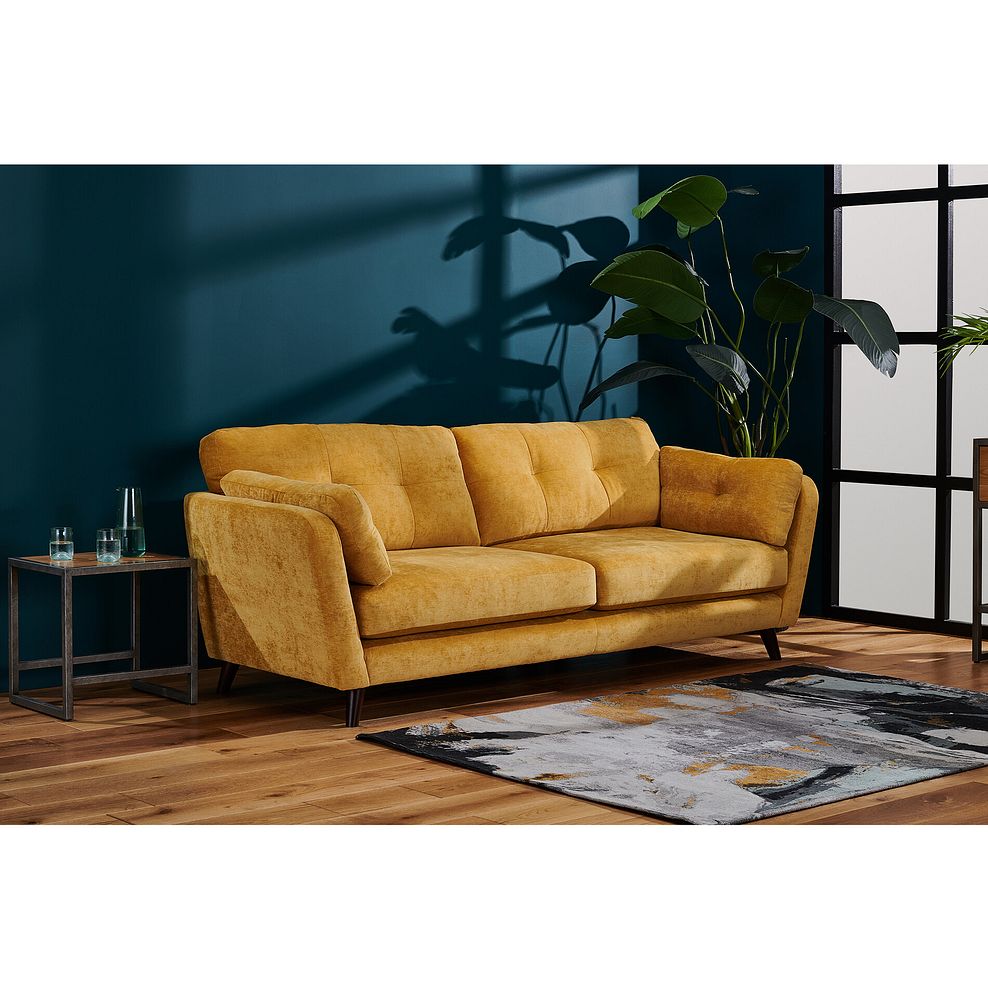Carlton 4 Seater Sofa in Gold Fabric Thumbnail 1