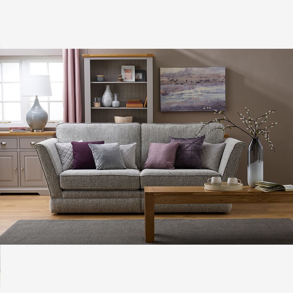 Carrington 3 Seater High Back Sofa in Breathless Fabric - Silver Thumbnail 1