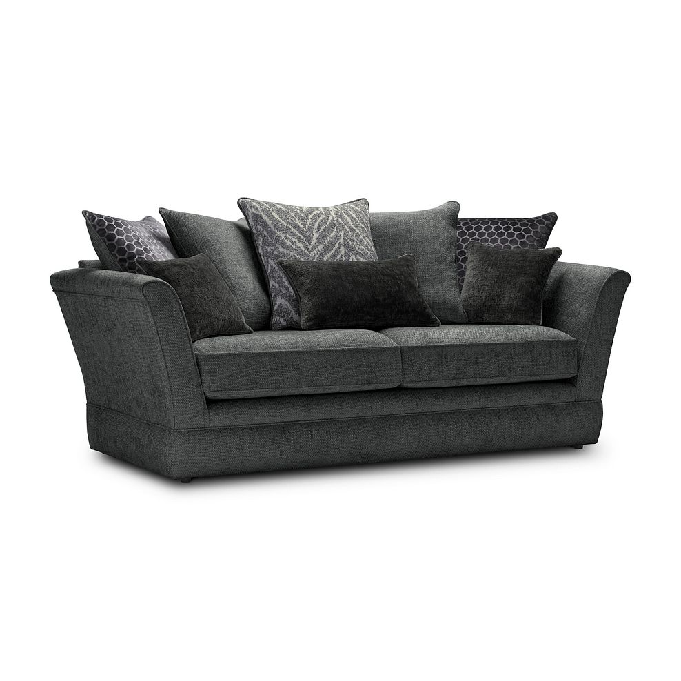 Carrington 3 Seater Pillow Back Sofa in Ava Collection Charcoal Fabric 1