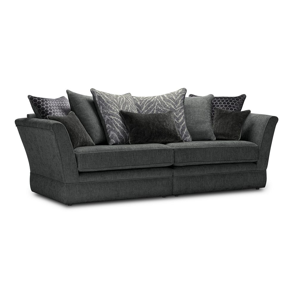 Carrington 4 Seater Pillow Back Sofa in Ava Collection Charcoal Fabric 1
