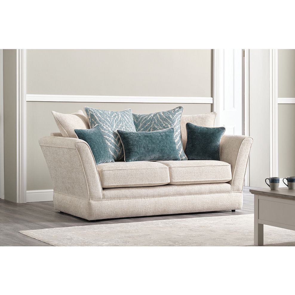 Carrington 2 Seater Pillow Back Sofa in Ava Collection Natural Fabric 1