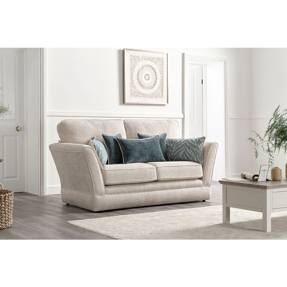 Carrington 2 Seater High Back Sofa in Ava Collection Natural Fabric 1