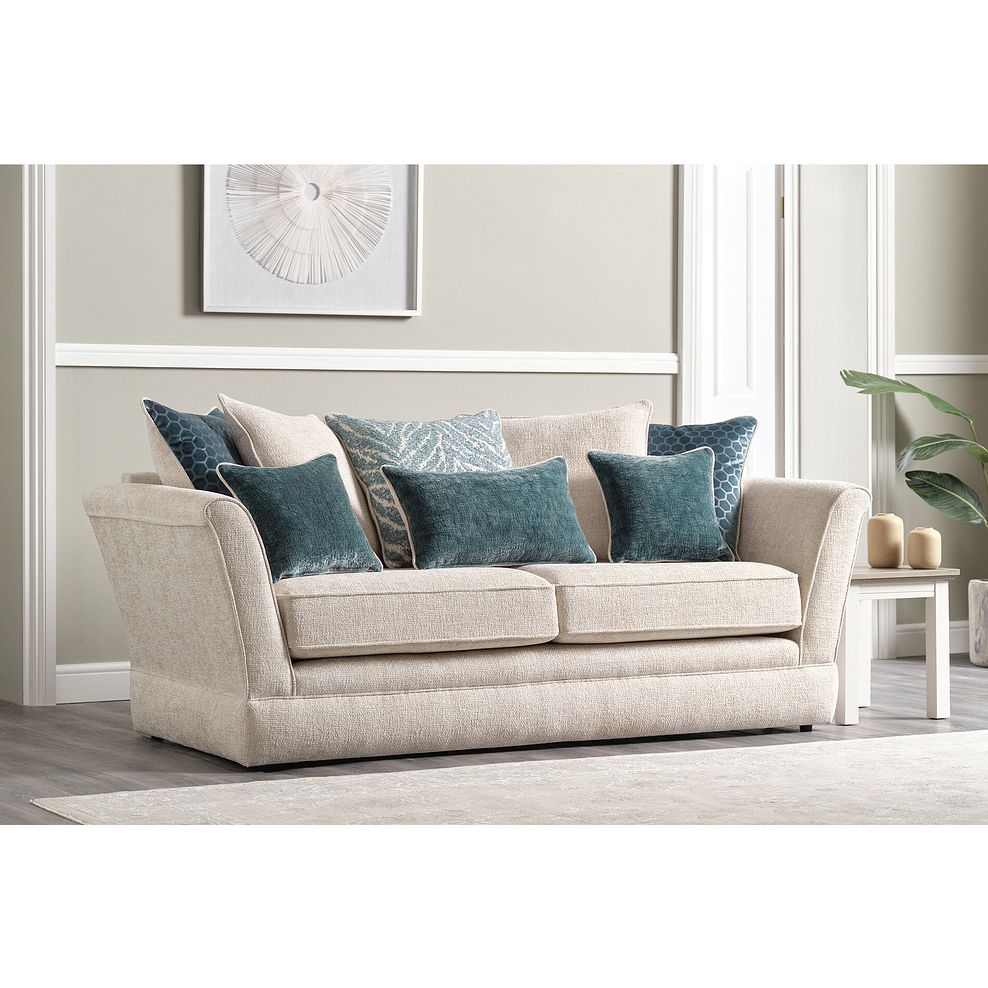 Carrington 3 Seater Pillow Back Sofa in Ava Collection Natural Fabric 1