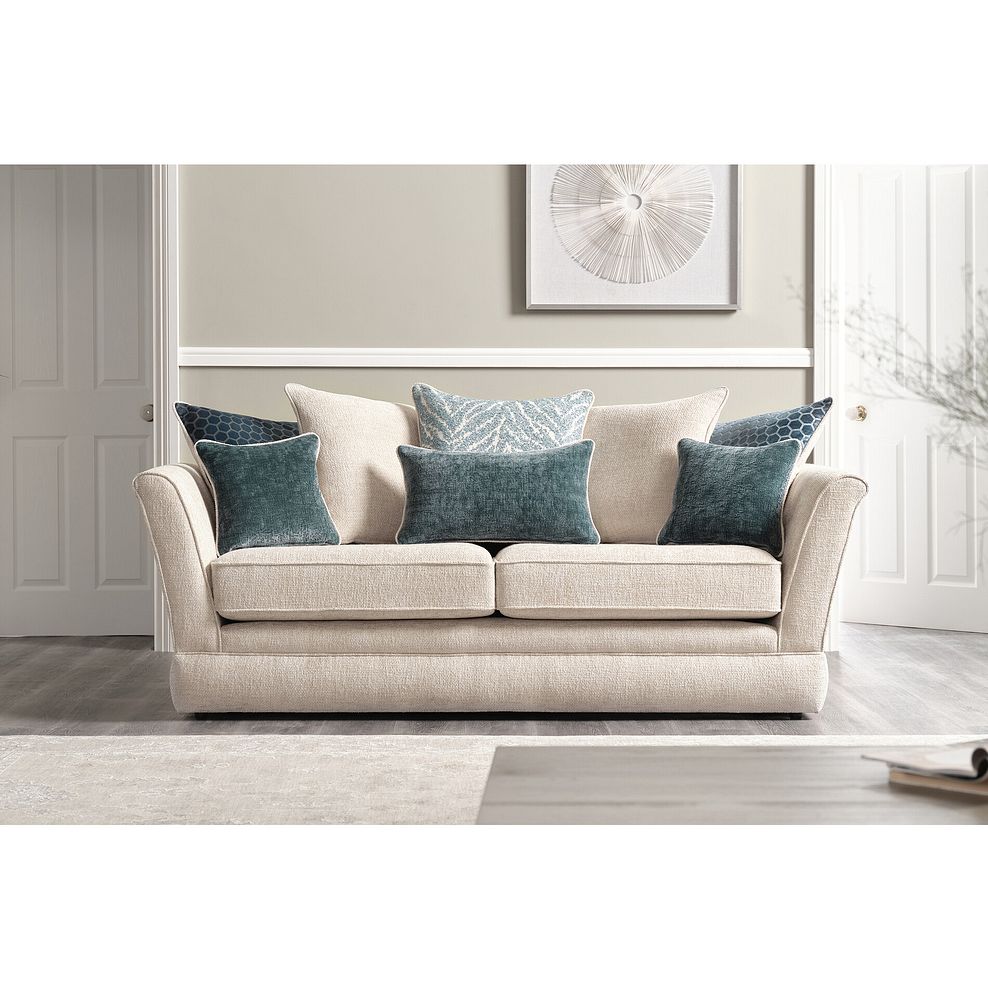 Carrington 3 Seater Pillow Back Sofa in Ava Collection Natural Fabric 2