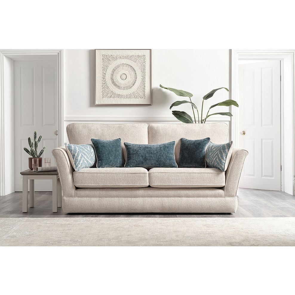 Carrington 3 Seater High Back Sofa in Ava Collection Natural Fabric Thumbnail 2