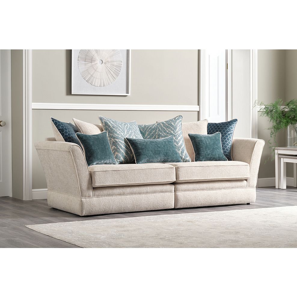 Carrington 4 Seater Pillow Back Sofa in Ava Collection Natural Fabric 1