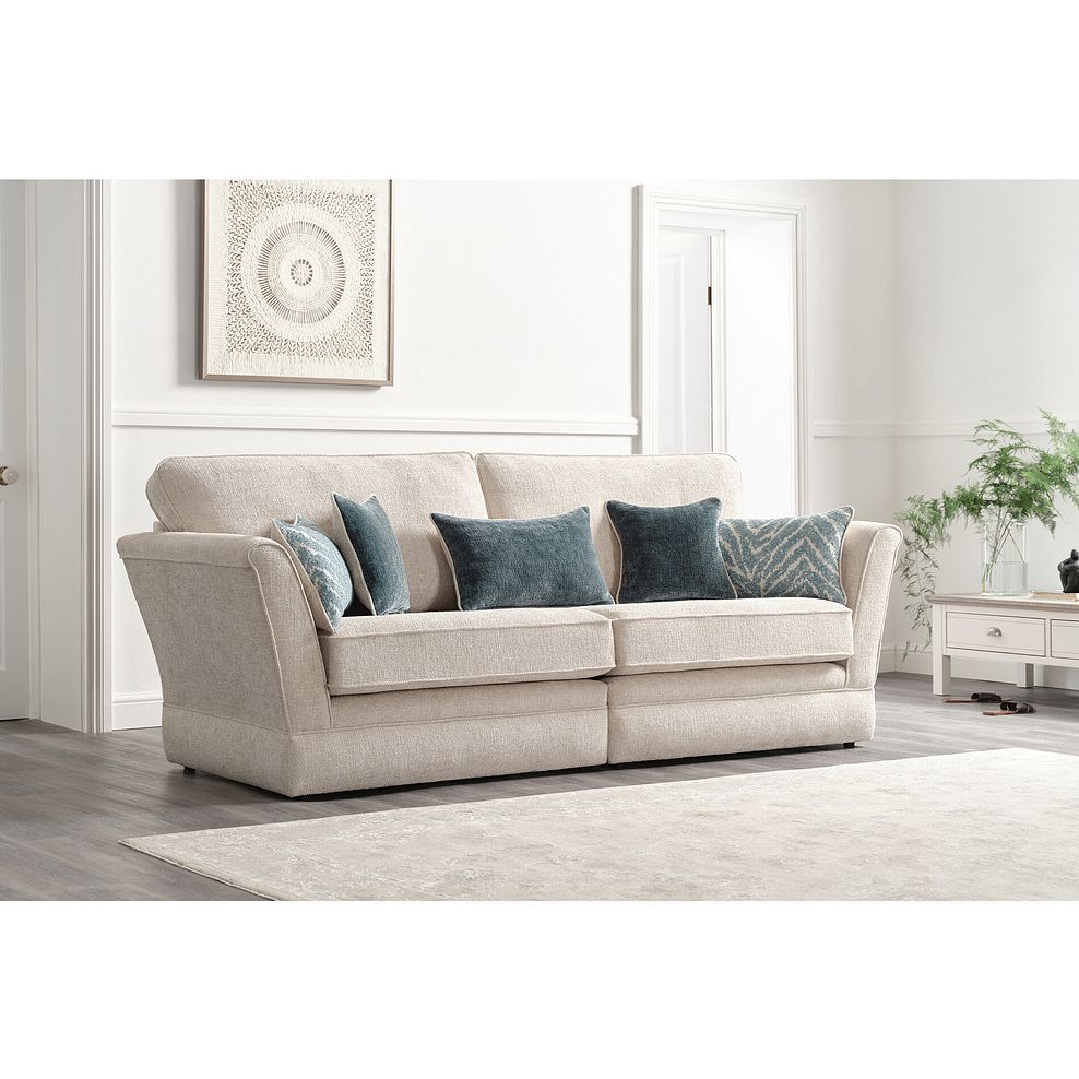 Carrington 4 Seater High Back Sofa in Ava Collection Natural Fabric 1