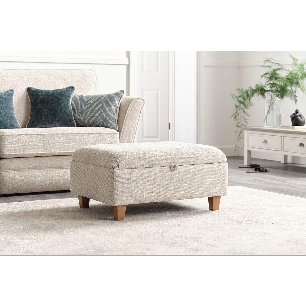 Carrington Storage Footstool in Ava Collection Natural Fabric Thumbnail 1