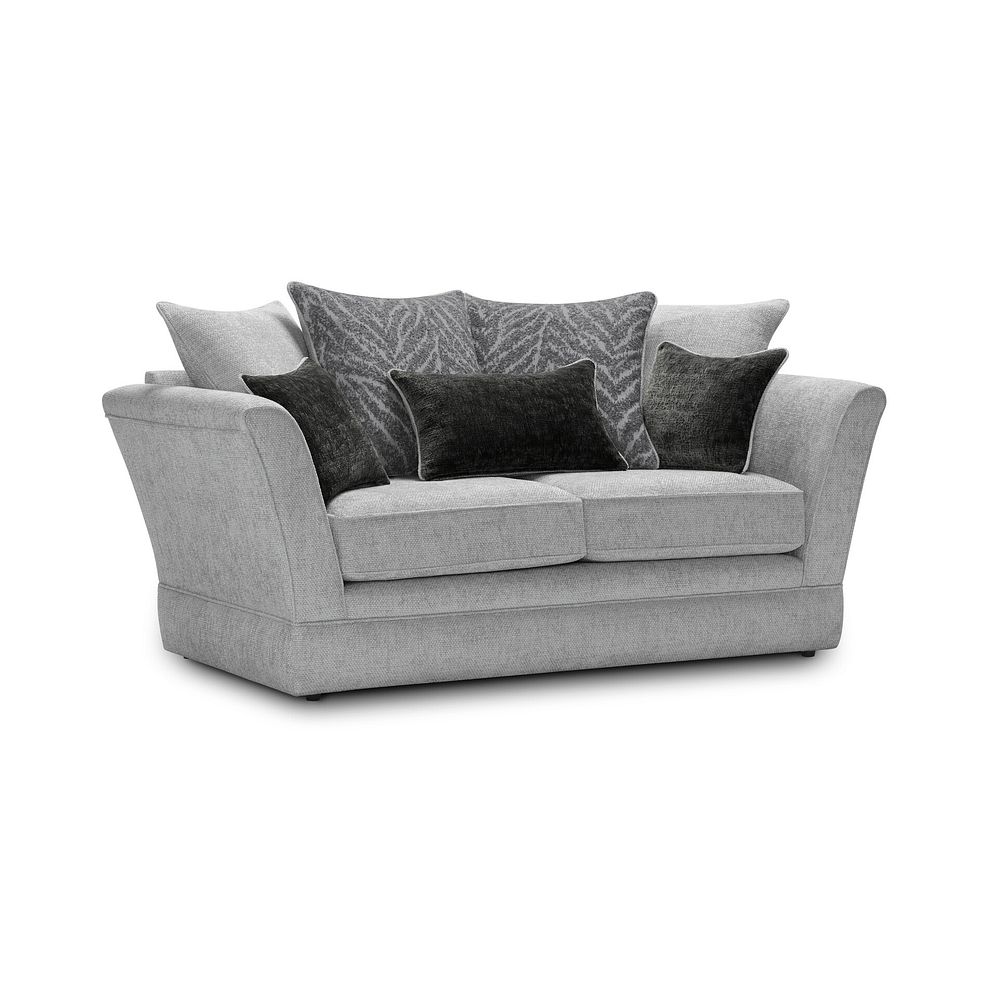 Carrington 2 Seater Pillow Back Sofa in Ava Collection Silver Fabric 1