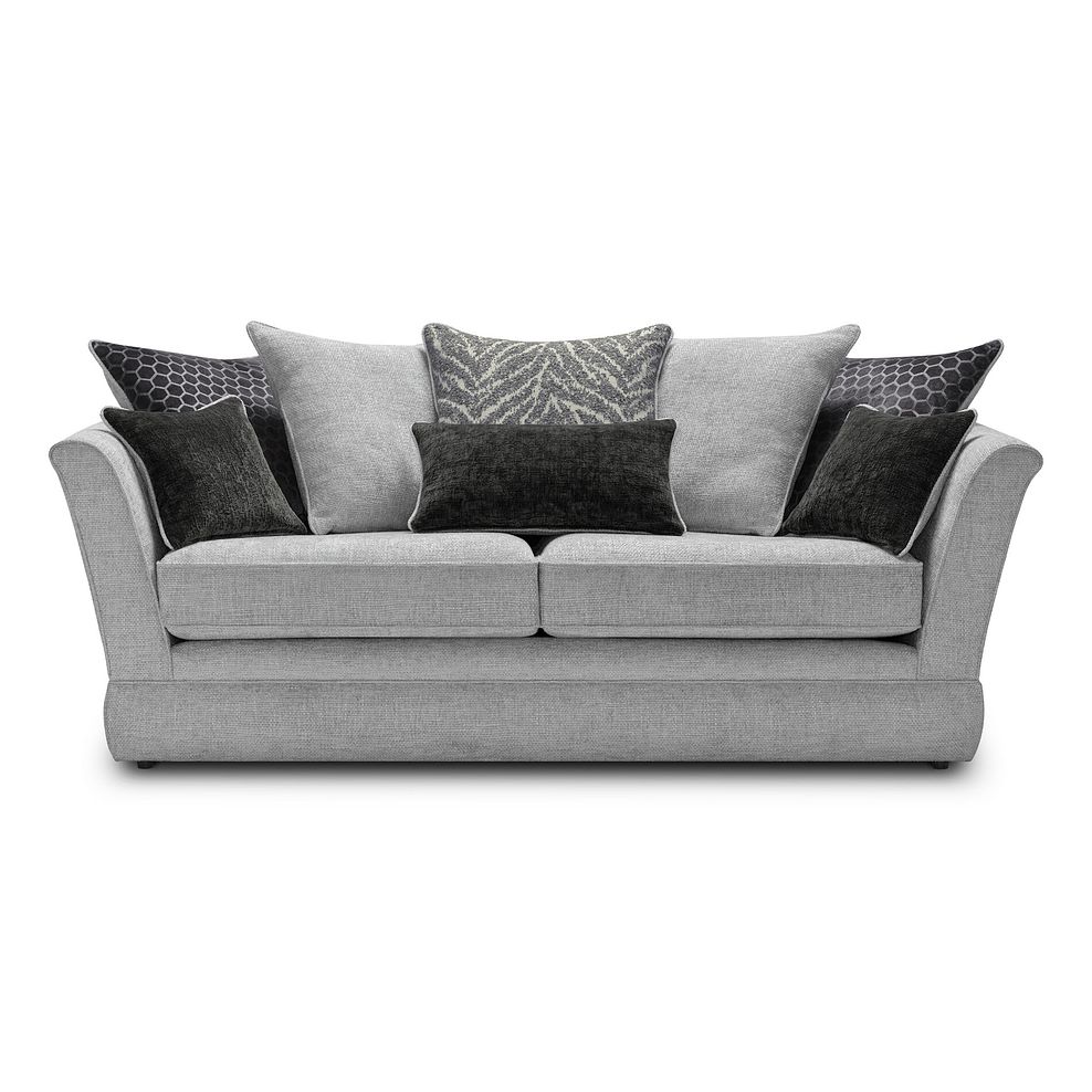 Carrington 3 Seater Pillow Back Sofa in Ava Collection Silver Fabric 2