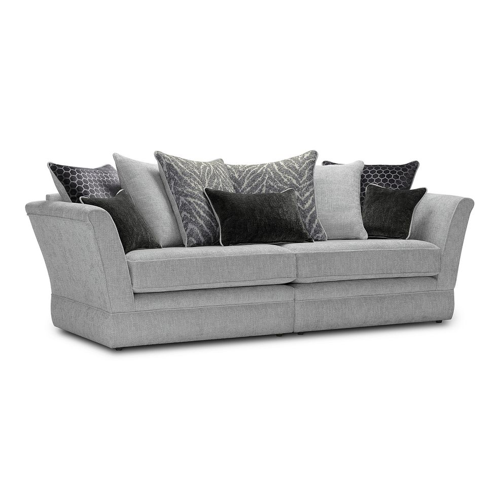Carrington 4 Seater Pillow Back Sofa in Ava Collection Silver Fabric 1