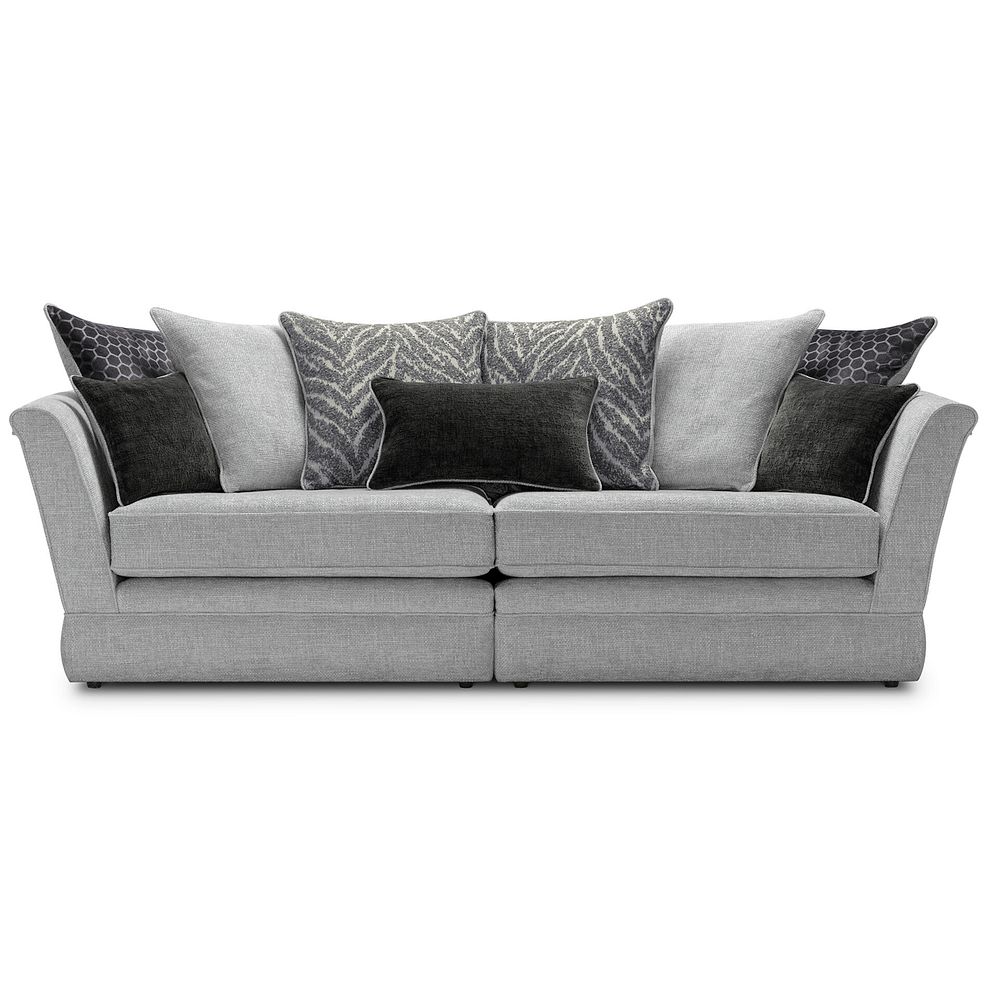 Carrington 4 Seater Pillow Back Sofa in Ava Collection Silver Fabric 2