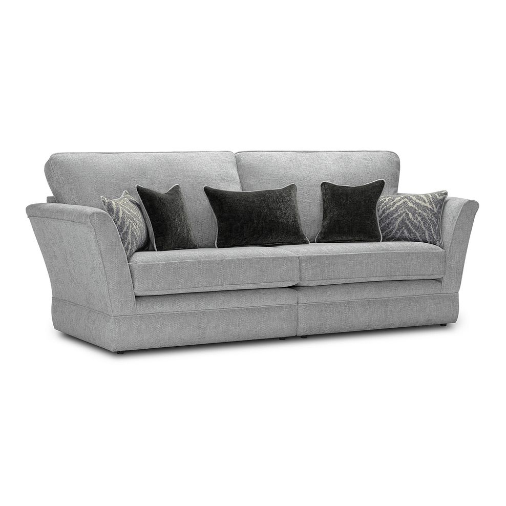 Carrington 4 Seater High Back Sofa in Ava Collection Silver Fabric 1