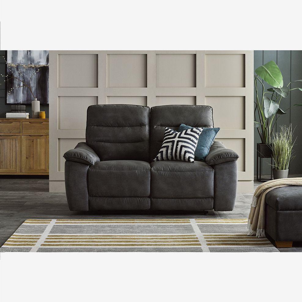 Carter 2 Seater Sofa in Miller Grey Fabric 1