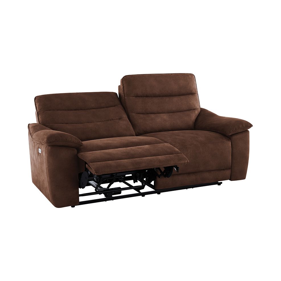 Carter 3 Seater Electric Recliner Sofa in Ranch Dark Brown Fabric Thumbnail 4