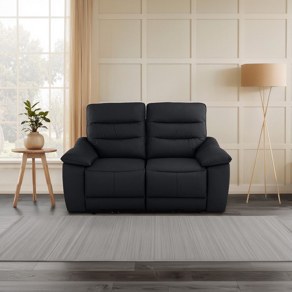 Carter 2 Seater Electric Recliner Sofa in Black Leather 1