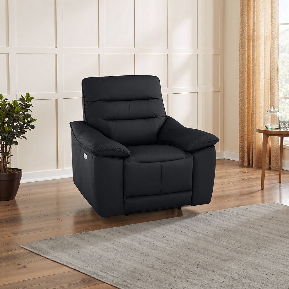 Carter Electric Recliner Armchair in Black Leather 1