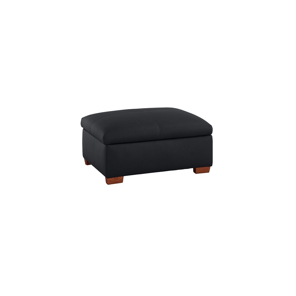 Carter Storage Footstool in Black Leather Thumbnail 1