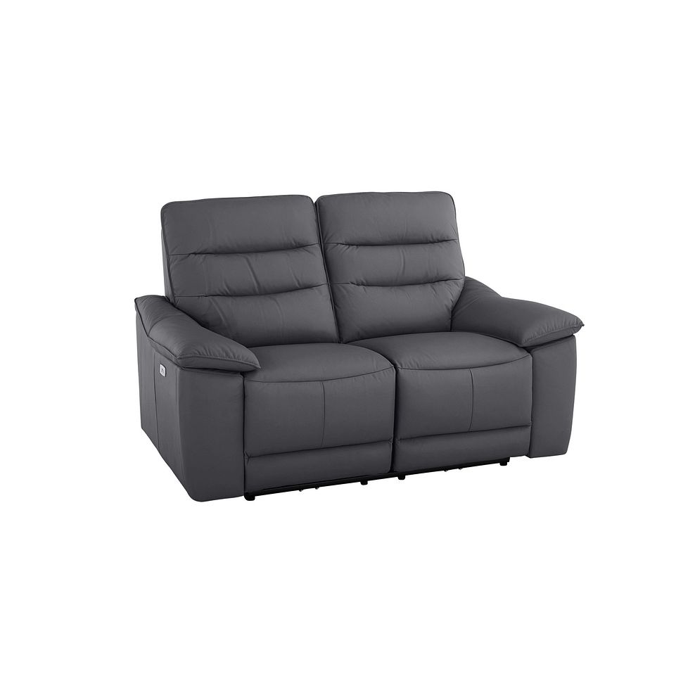 Carter 2 Seater Electric Recliner Sofa in Dark Grey Leather 1