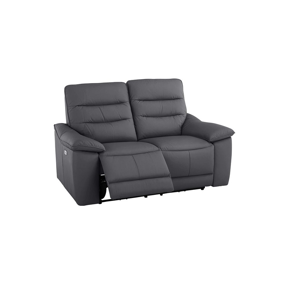Carter 2 Seater Electric Recliner Sofa in Dark Grey Leather Thumbnail 3
