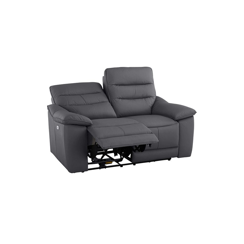 Carter 2 Seater Electric Recliner Sofa in Dark Grey Leather Thumbnail 4