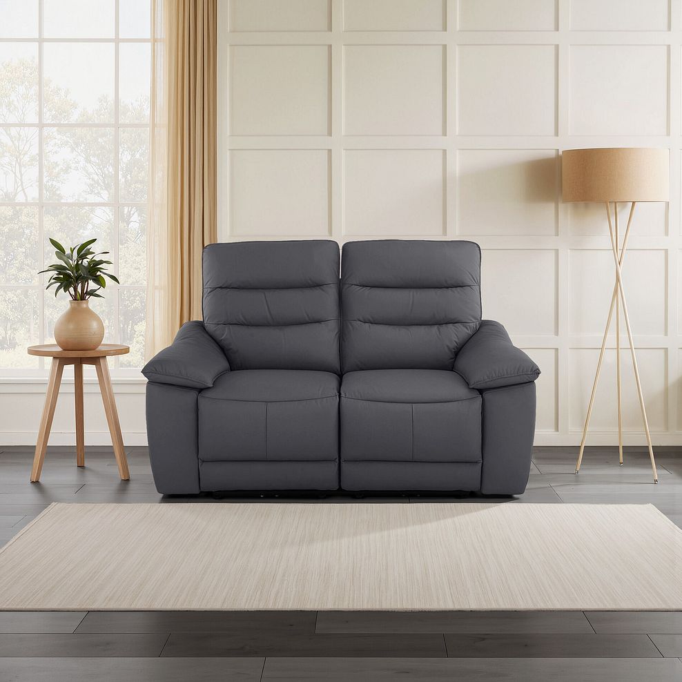 Carter 2 Seater Electric Recliner Sofa in Dark Grey Leather 1