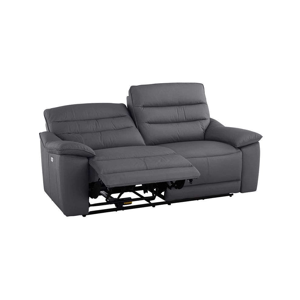 Carter 3 Seater Electric Recliner Sofa in Dark Grey Leather 4