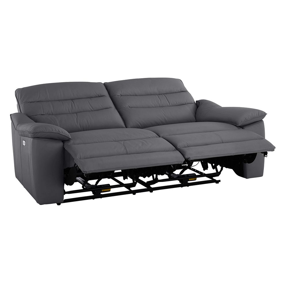 Carter 3 Seater Electric Recliner Sofa in Dark Grey Leather 5