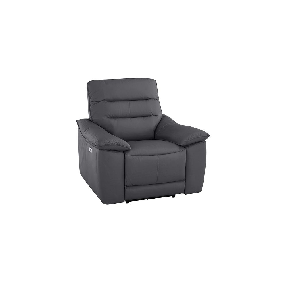 Carter Electric Recliner Armchair in Dark Grey Leather Thumbnail 1