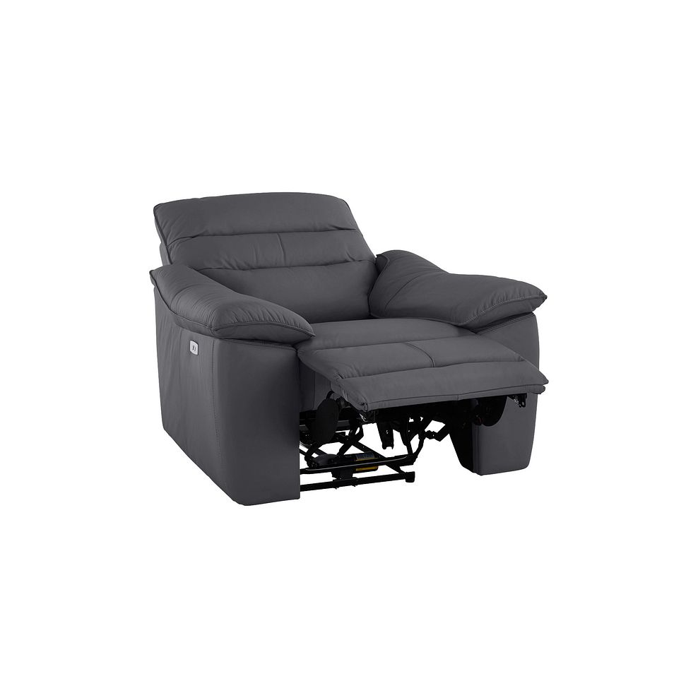 Carter Electric Recliner Armchair in Dark Grey Leather Thumbnail 4