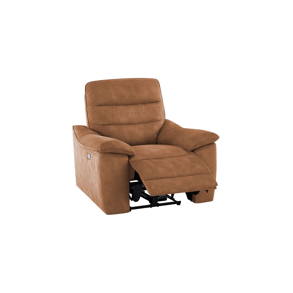 Carter Electric Recliner Armchair in Ranch Brown Fabric Thumbnail 3