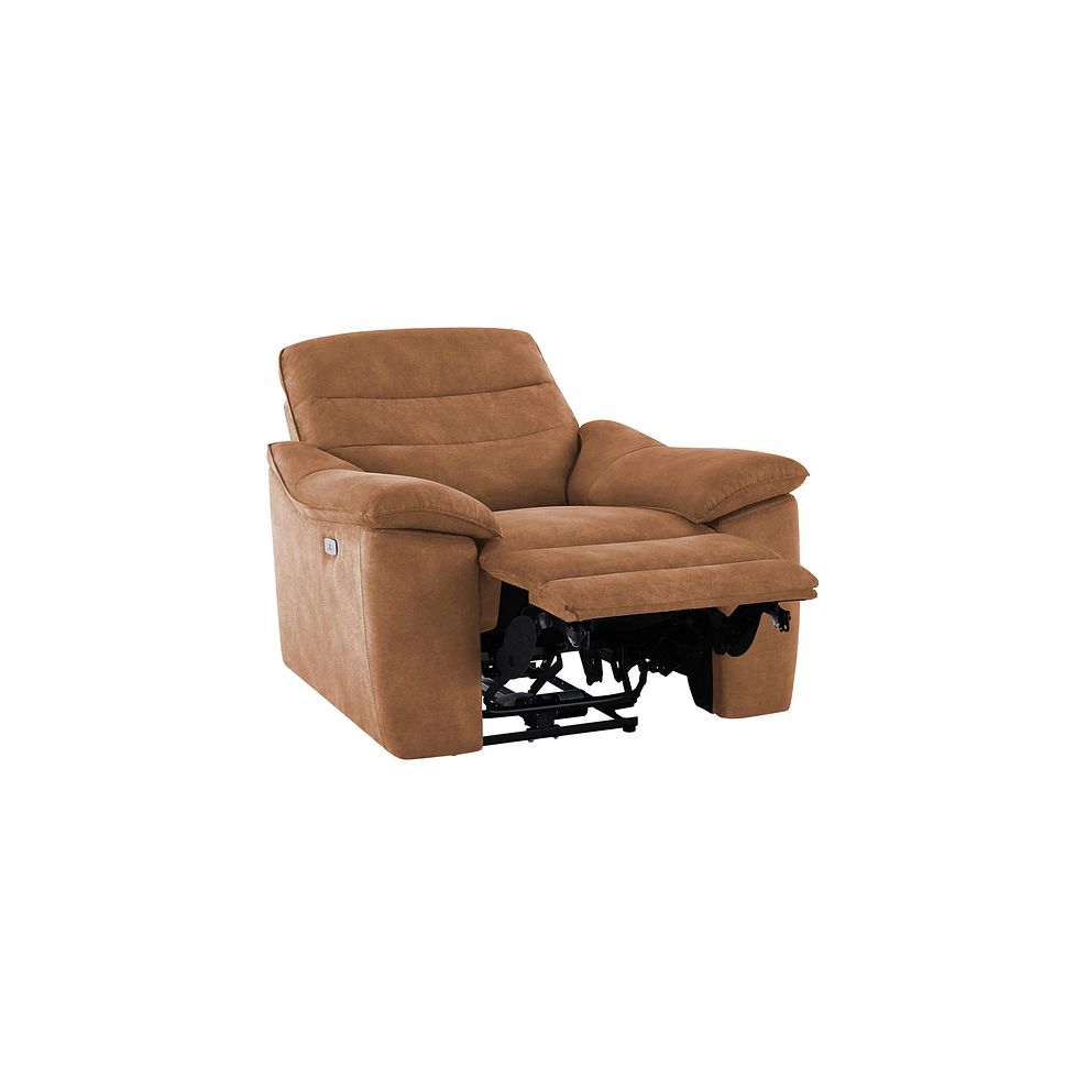 Carter Electric Recliner Armchair in Ranch Brown Fabric 4