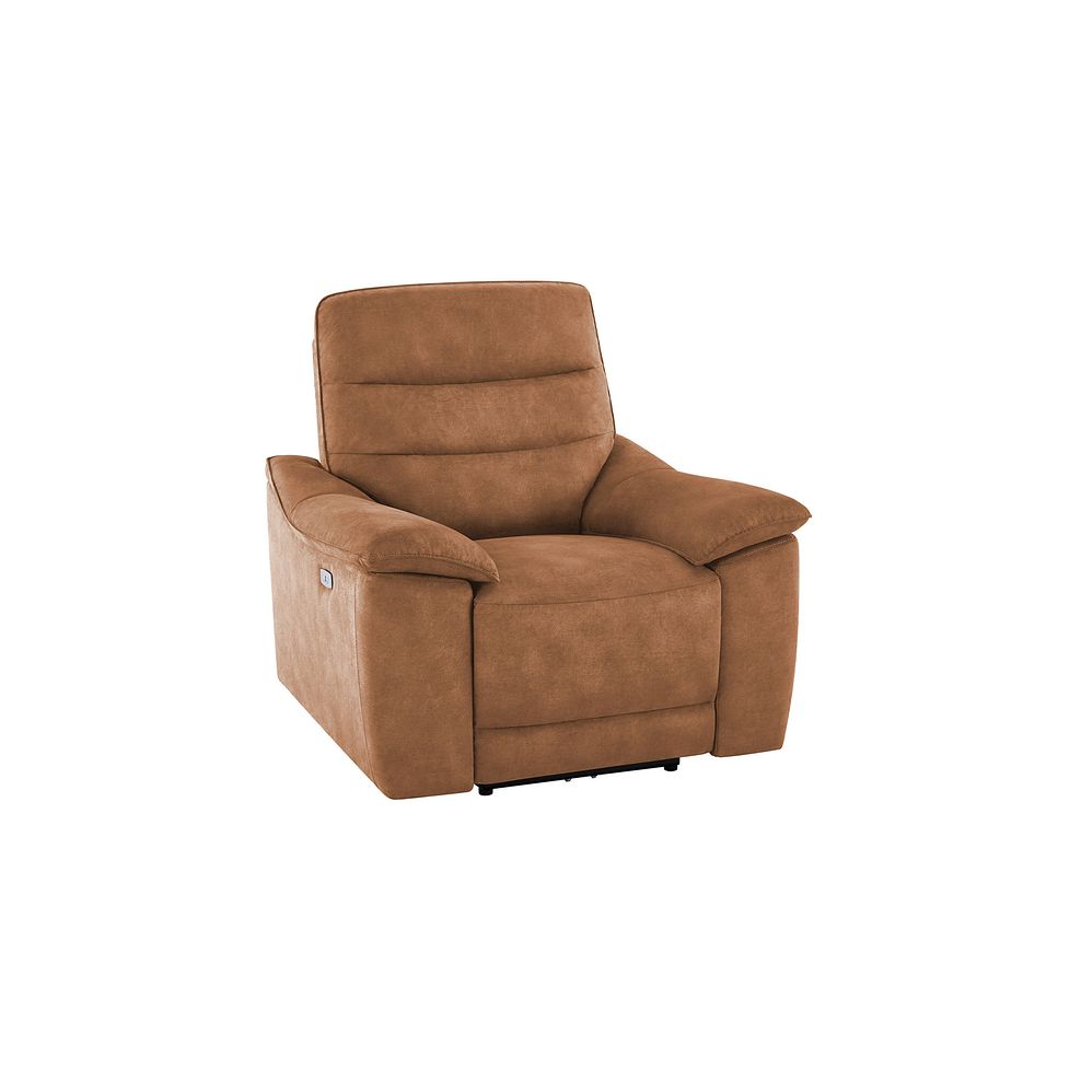 Carter Electric Recliner Armchair in Ranch Brown Fabric 1