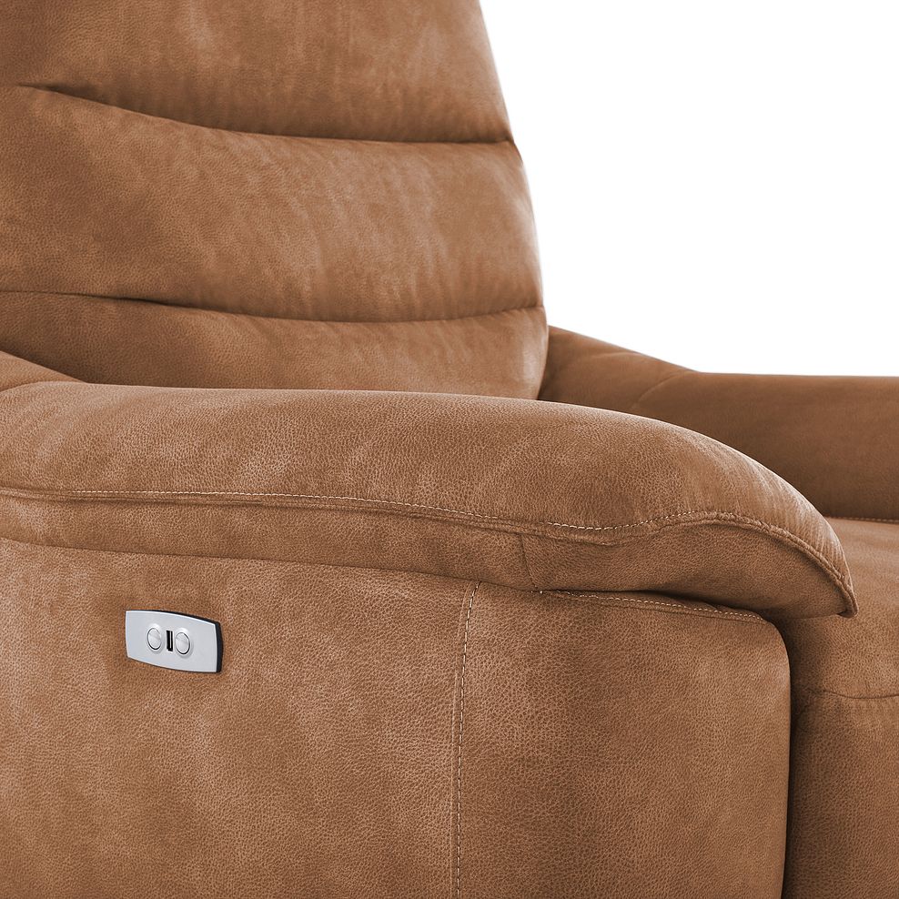 Carter Electric Recliner Armchair in Ranch Brown Fabric 11
