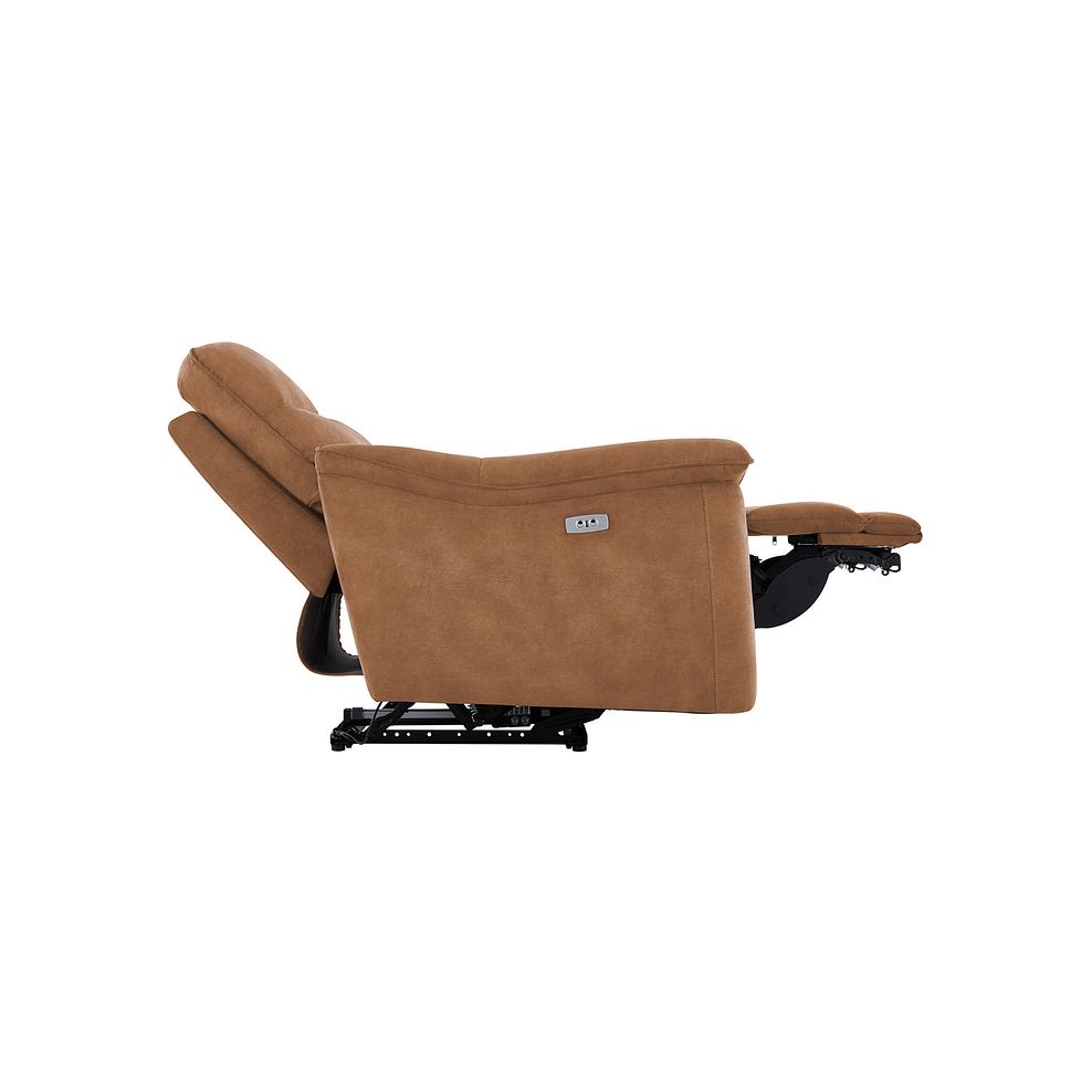 Carter Electric Recliner Armchair in Ranch Brown Fabric 7