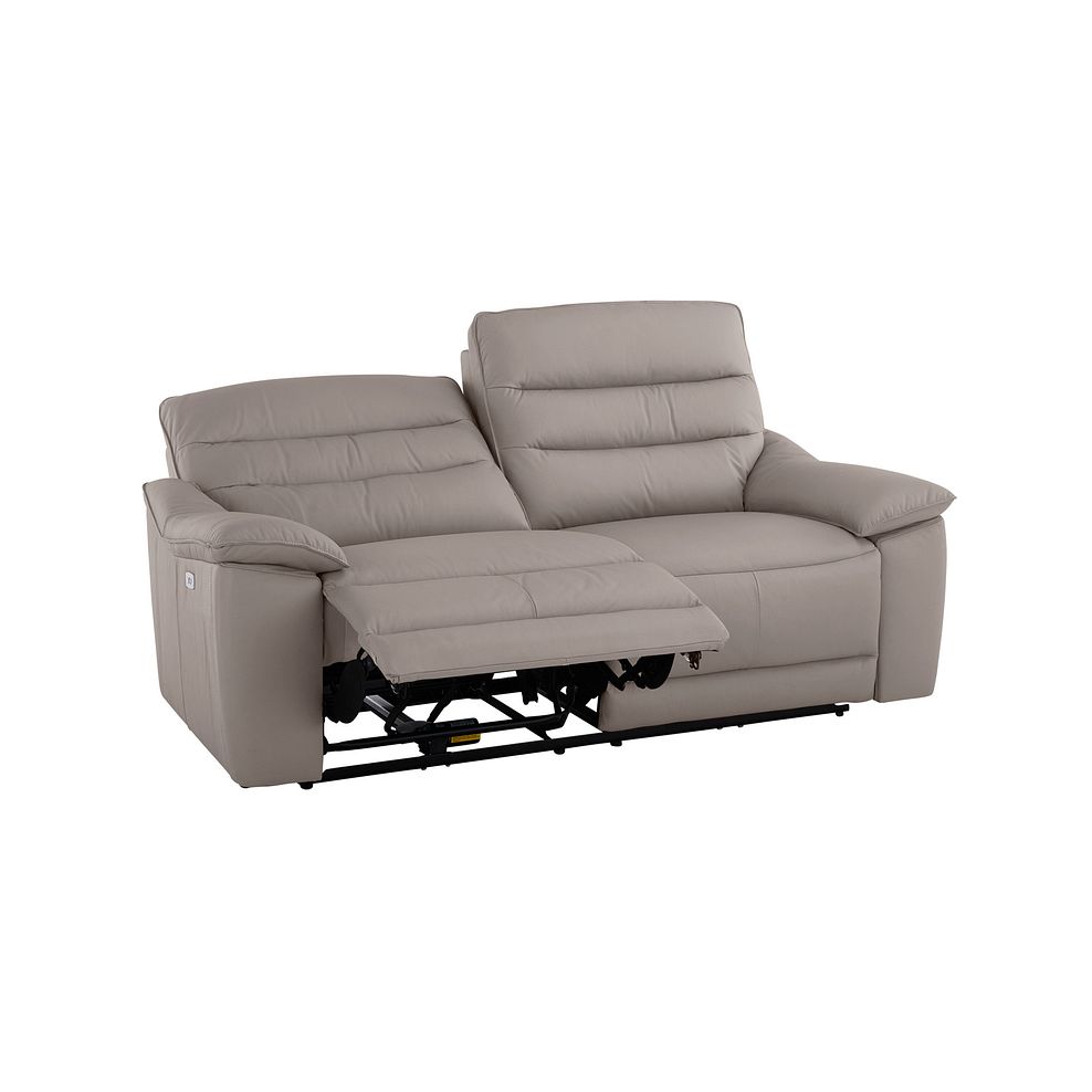 Carter 3 Seater Electric Recliner Sofa in Light Grey Leather 6